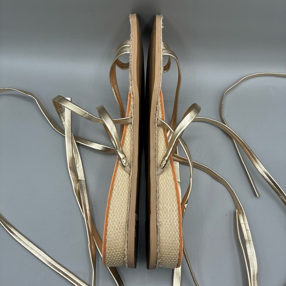 Dolce Vita Pauly Lace Up Sandals Women’s 7 Gold Metallic Ankle Wrap - Picture 6 of 9
